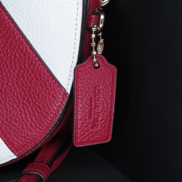 Coach Light Piercing Ellen Red Chalk Candy Cane Mini Crossbody Bag - Picture 6 of 8